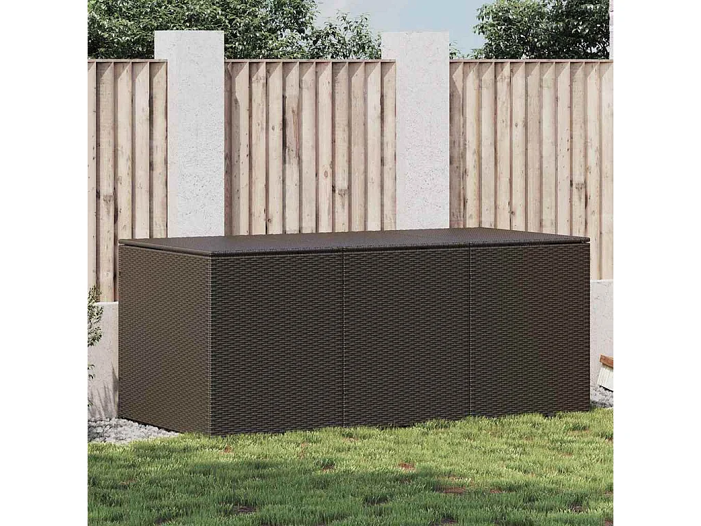 Baule da Giardino in Polyrattan 180x90x70 cm Marrone