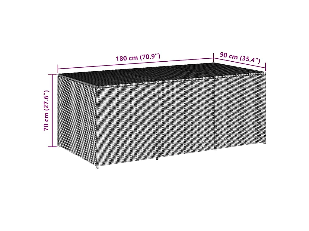 Gartenbox Poly Rattan 180x90x70 cm Braun