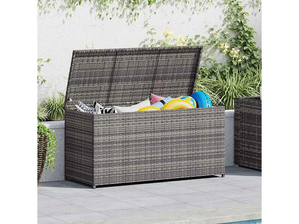 Garten-Auflagenbox Grau 120x50x60 cm Poly Rattan