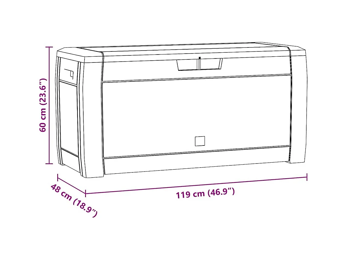 Boîte de stockage jardin Anthracite 119x48x60 cm Polypropylène
