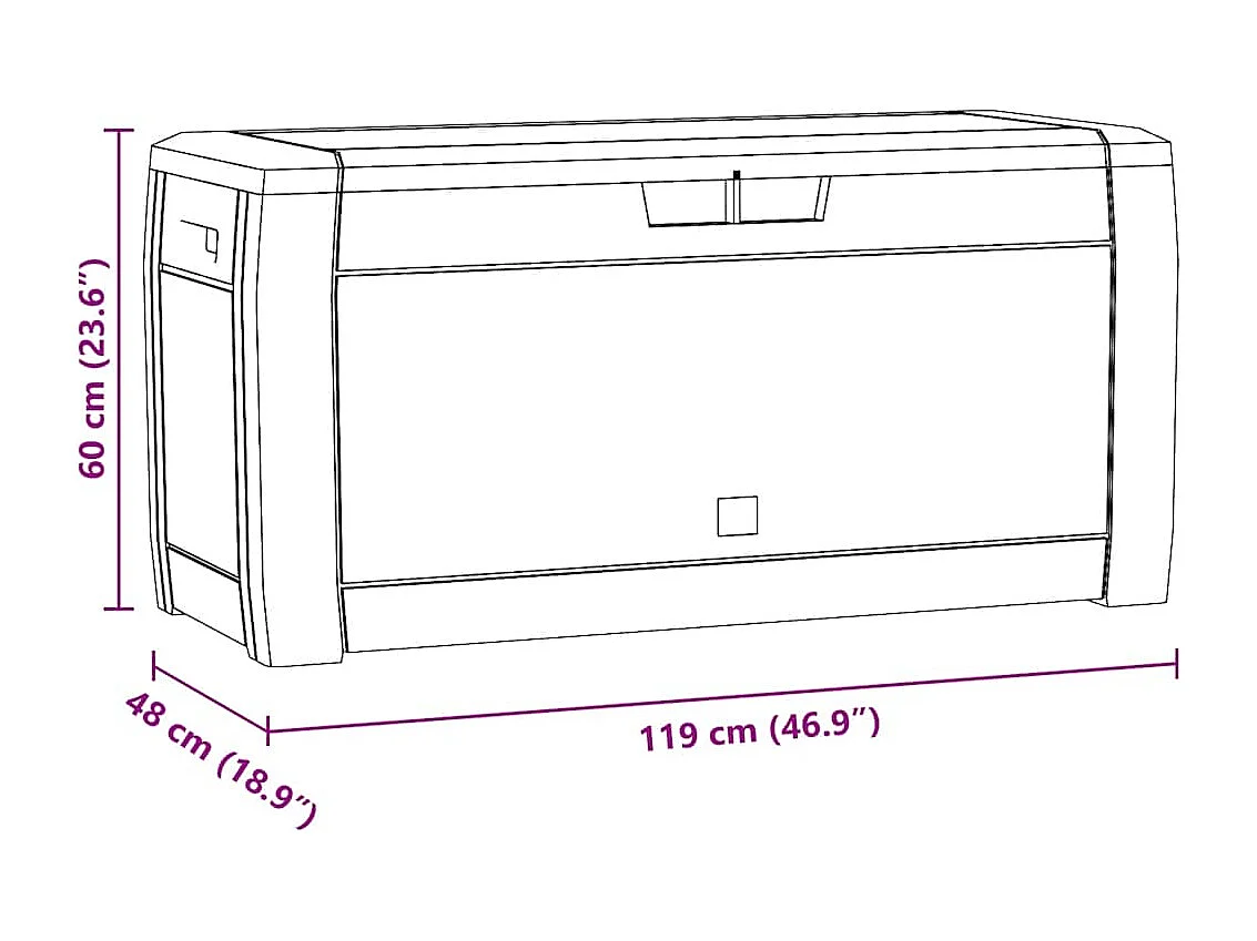 Gartentruhe Anthrazit 119x48x60 cm Polypropylen