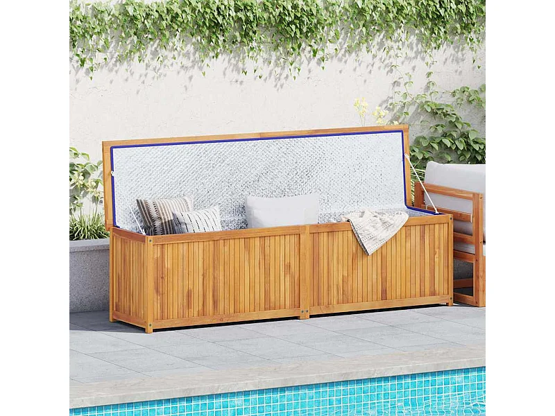 Cassa da Giardino 200x50x55 cm in Legno Massello di Teak