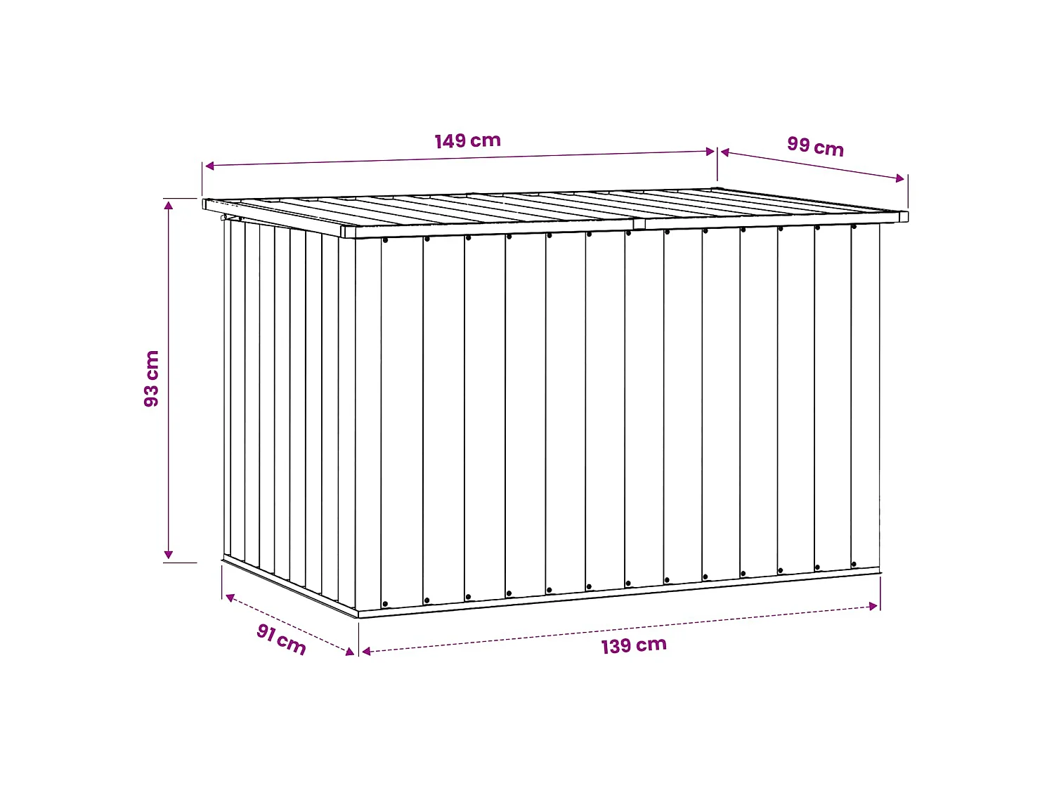 Caixa de arrumação para jardim 149x99x93 cm verde