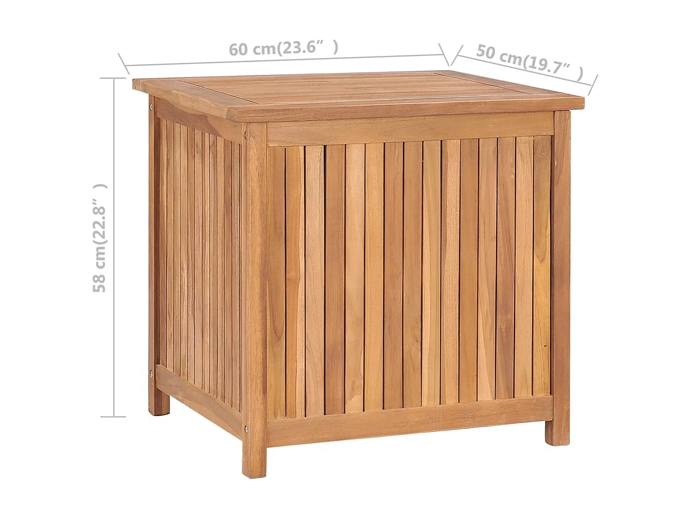 Boîte de rangement de jardin 60x50x58 cm Bois de teck solide