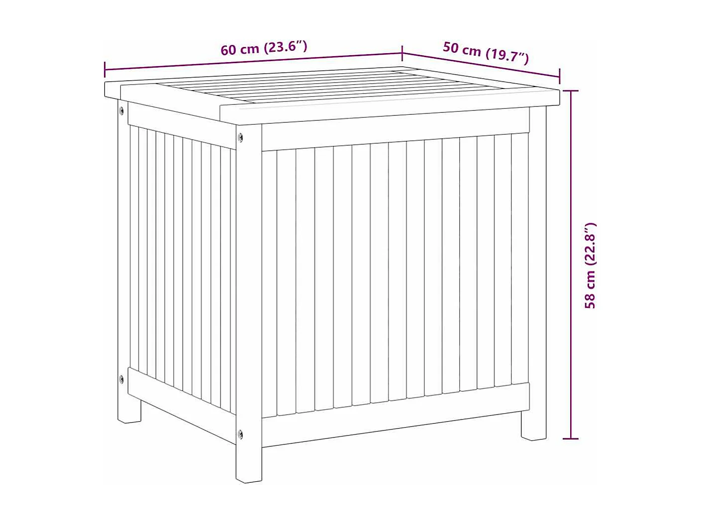 Boîte de rangement de jardin 60x50x58 cm Bois de teck solide