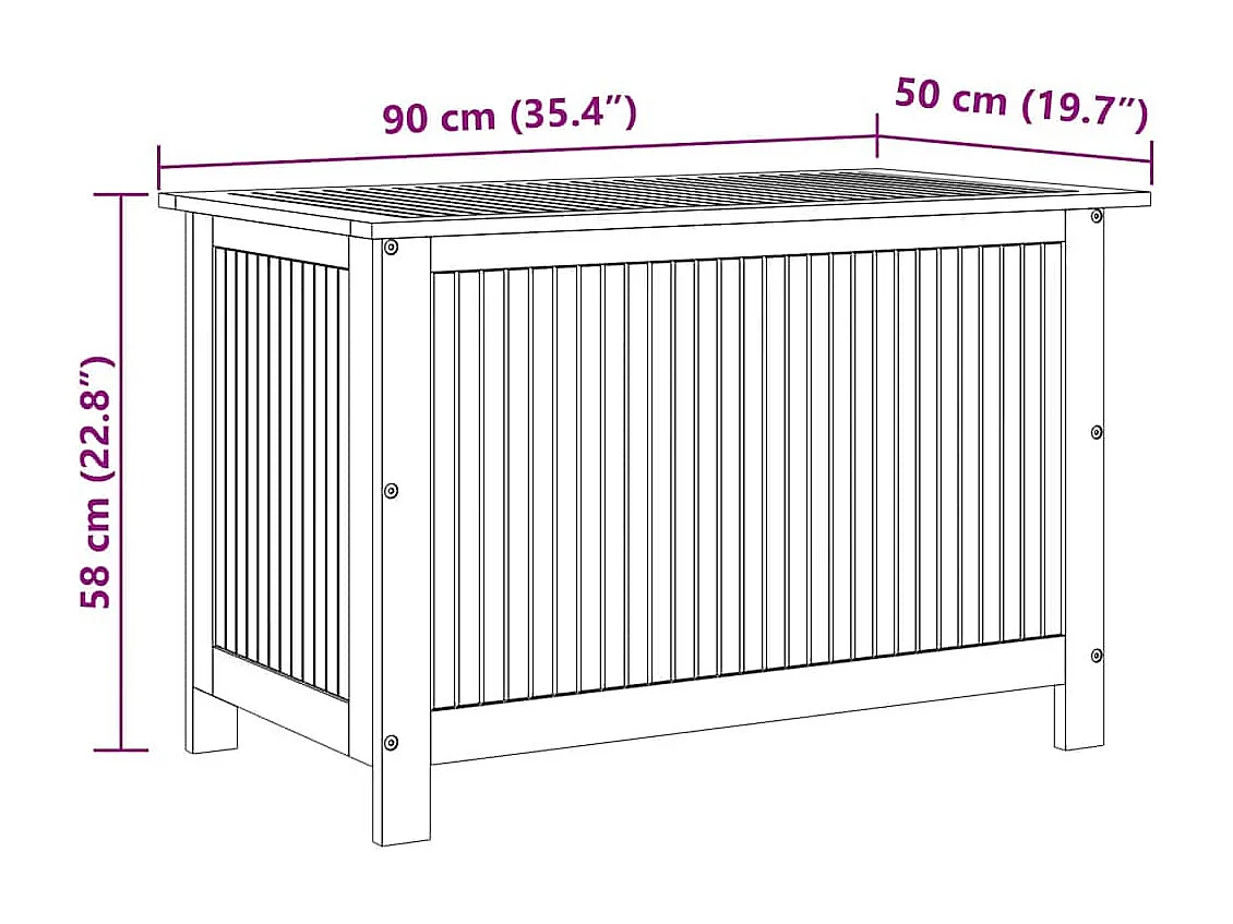Gartenbox 90x50x58 cm Massivholz Akazie
