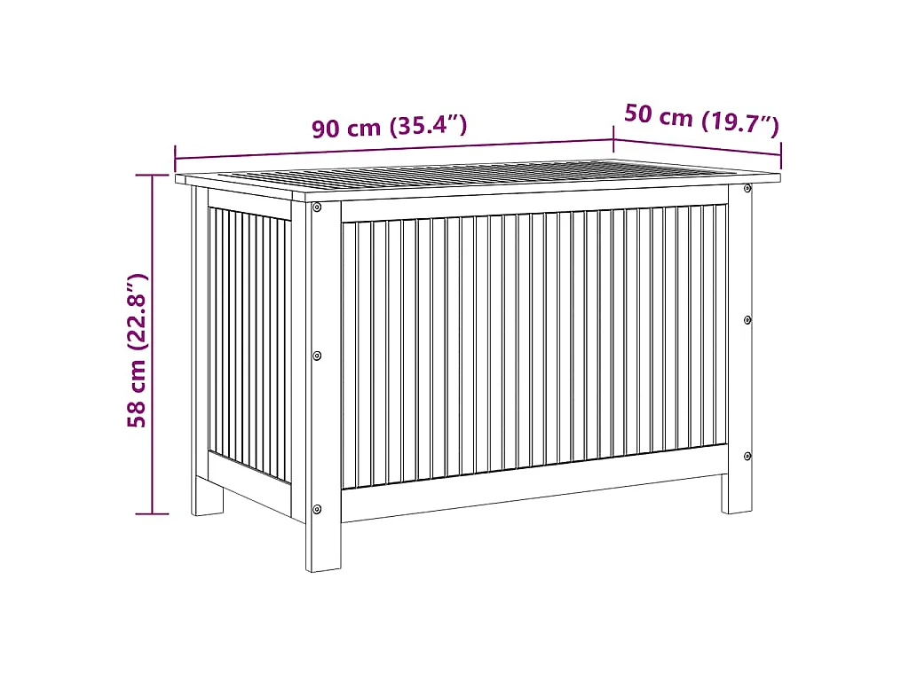 Boîte de rangement de jardin 90x50x58 cm bois d'acacia massif