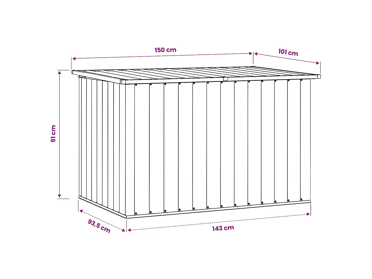 Baule da Giardino Antracite 150x101x91 cm