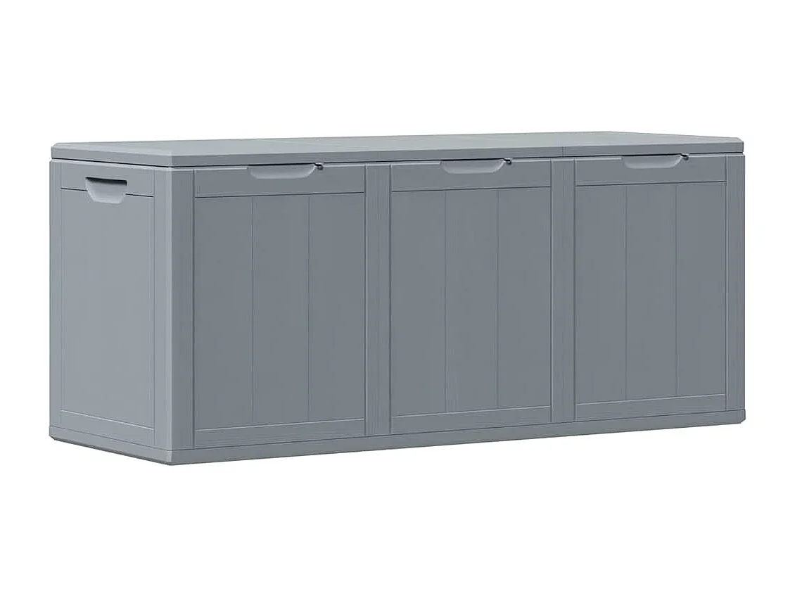 Boîte de rangement de jardin 270 L Gris PP aspect bois