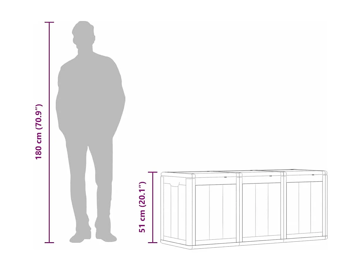 Garten-Aufbewahrungsbox 270 L Grau PP-Holzoptik