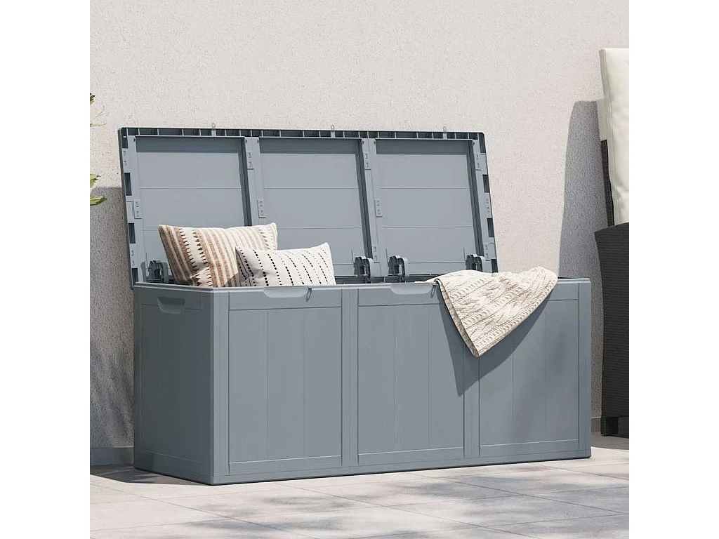 Garten-Aufbewahrungsbox 270 L Grau PP-Holzoptik
