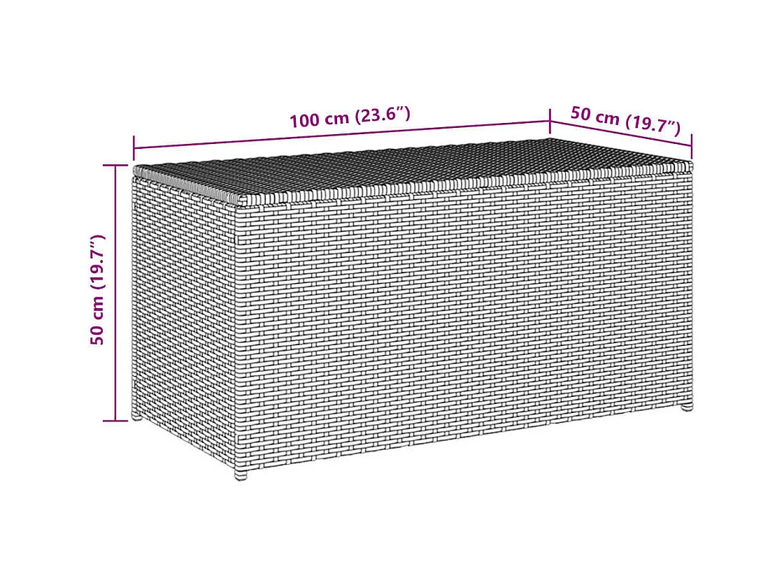 Gartenbox Poly Rattan 100x50x50 cm Braun