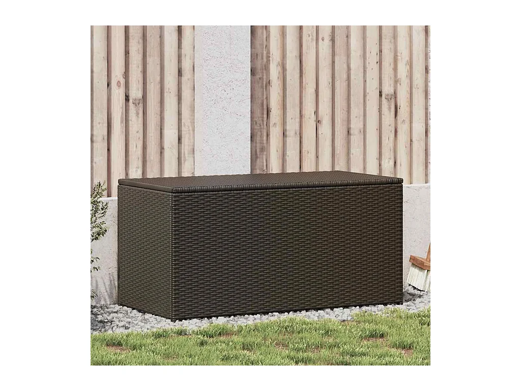 Boîte de rangement de jardin résine tressée 100x50x50 cm marron