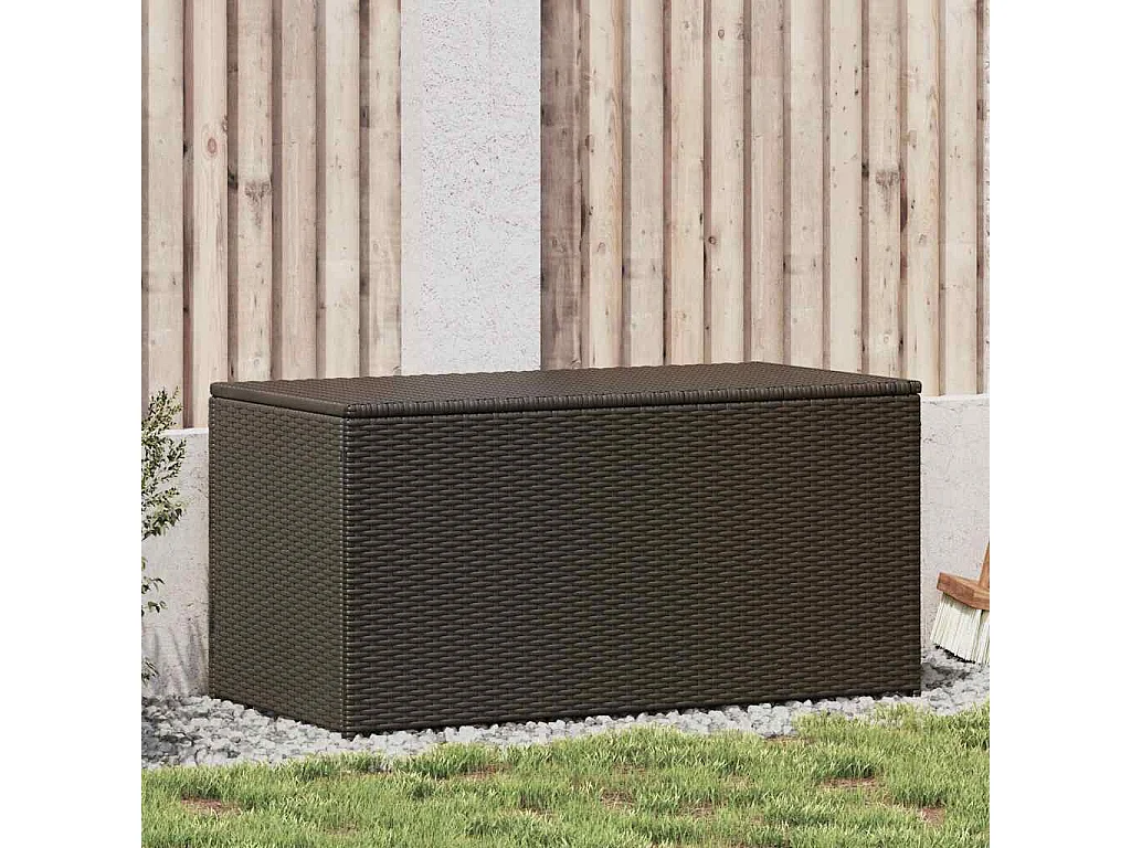 Caixa de arrumação para jardim 100x50x50 cm vime PE castanho