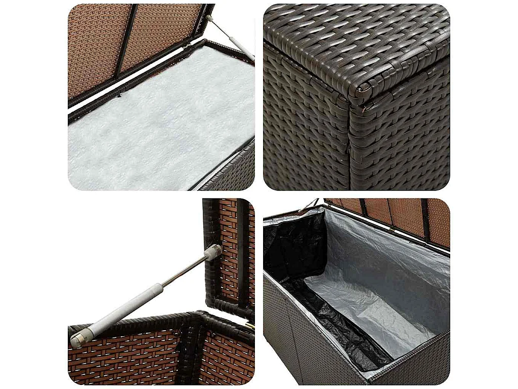 Caixa de arrumação para jardim 100x50x50 cm vime PE castanho