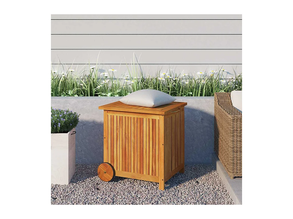 Gartentruhe mit Rollen 60x50x58 cm Massivholz Akazie