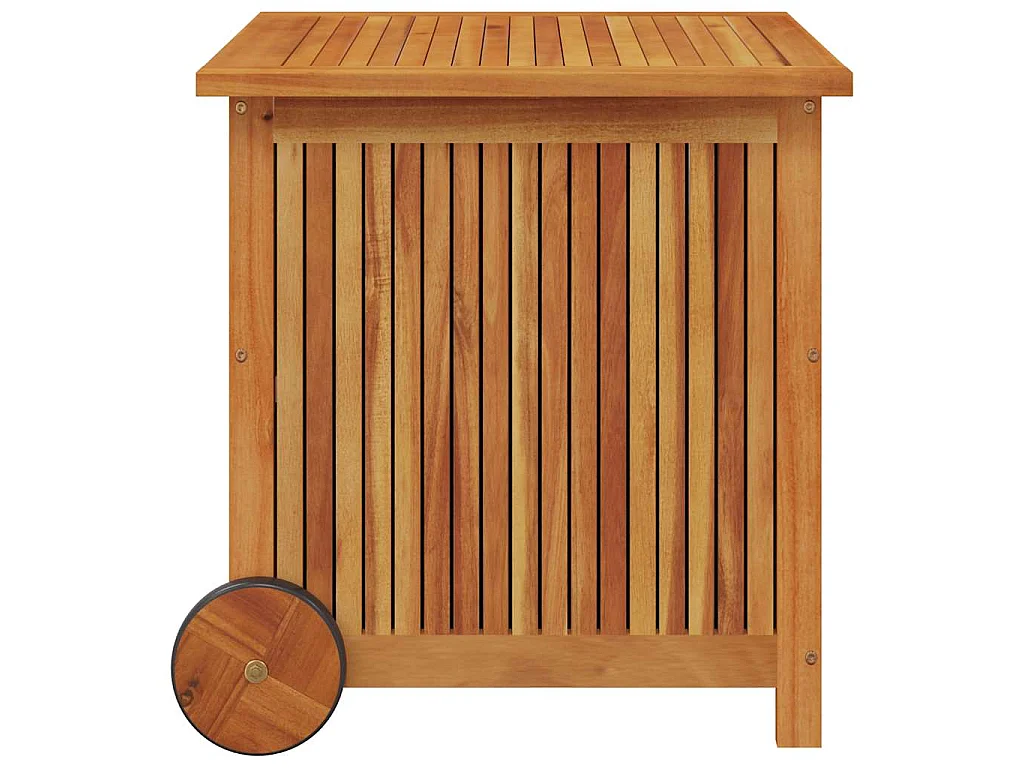 Caja de almacenaje de jardín ruedas acacia maciza 60x50x58 cm