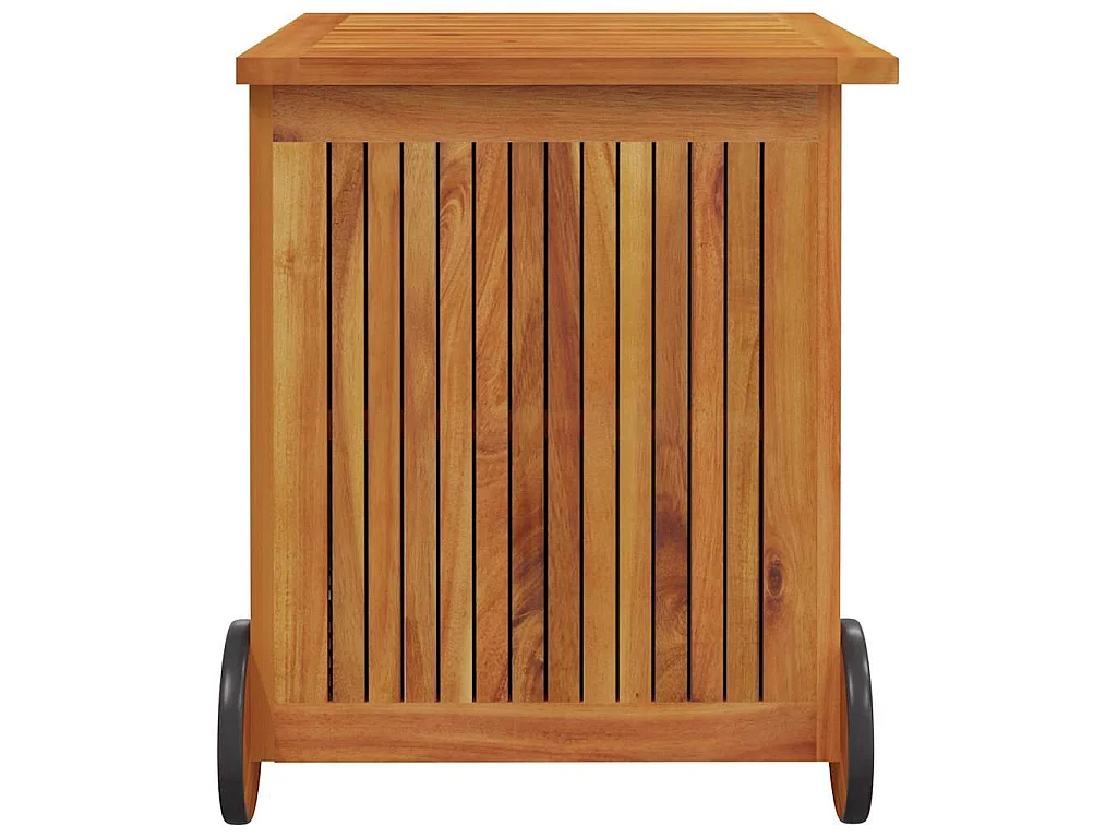 Caja de almacenaje de jardín ruedas acacia maciza 60x50x58 cm