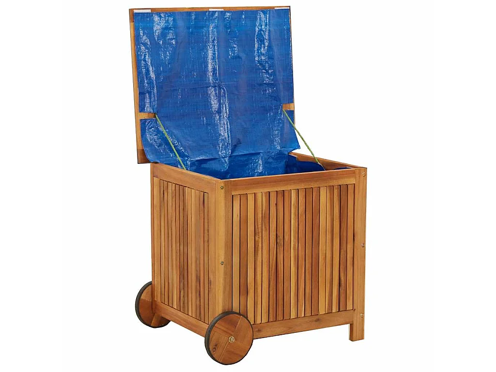 Caja de almacenaje de jardín ruedas acacia maciza 60x50x58 cm