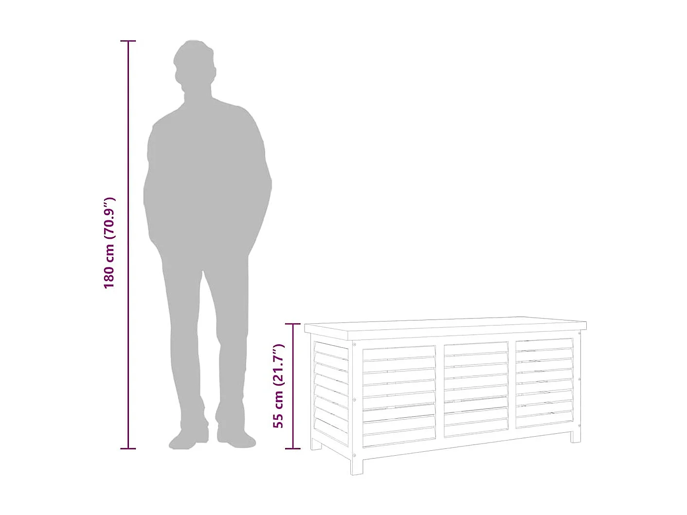 Gartenbox 117x50x55 cm Eukalyptus Massivholz