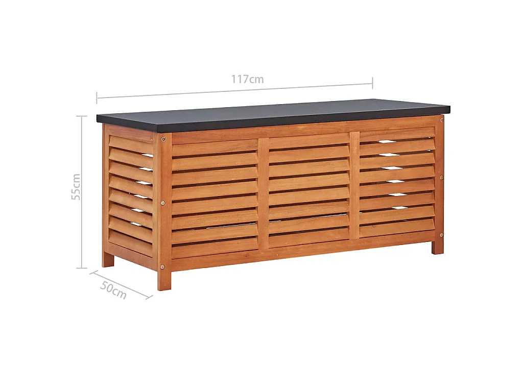 Boîte de rangement de jardin 117x50x55 cm Eucalyptus solide