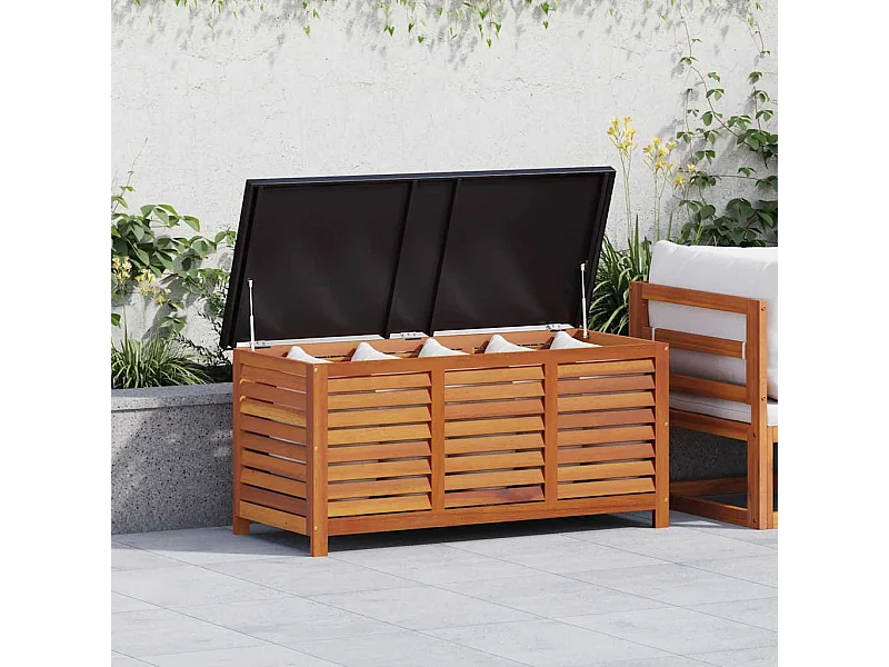 Caixa arrumação p/ jardim 117x50x55 cm madeira eucalipto maciça