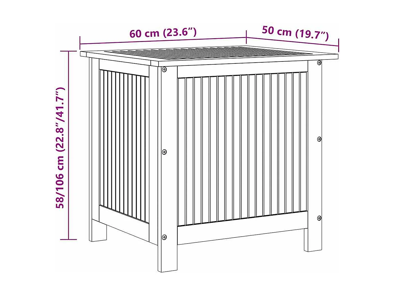 Boîte de rangement de jardin 60x50x58 cm Bois d'acacia solide