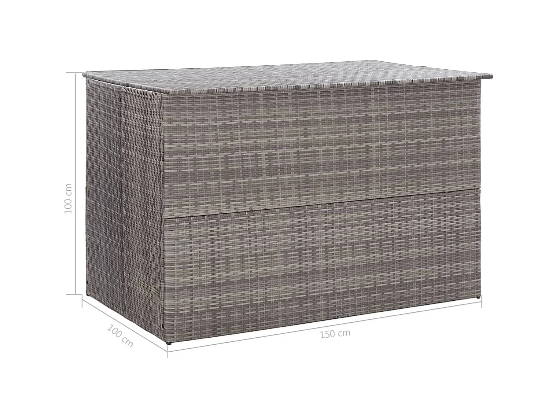 Boîte de rangement de jardin gris 150x100x100 cm résine tressée