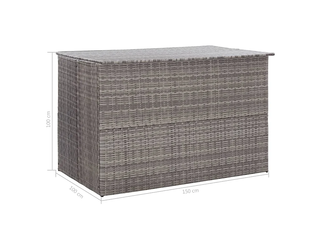 Boîte de rangement de jardin gris 150x100x100 cm résine tressée
