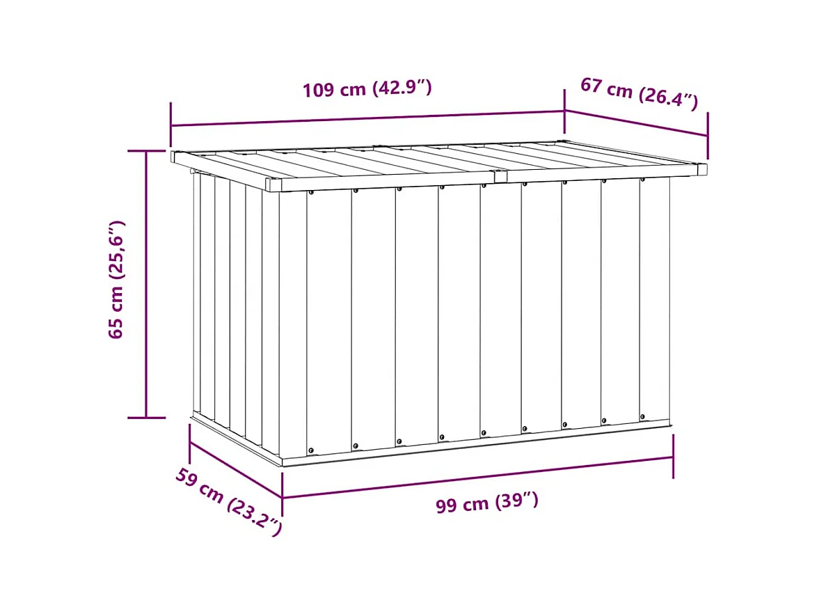 Boîte de rangement de jardin Gris 109x67x65 cm