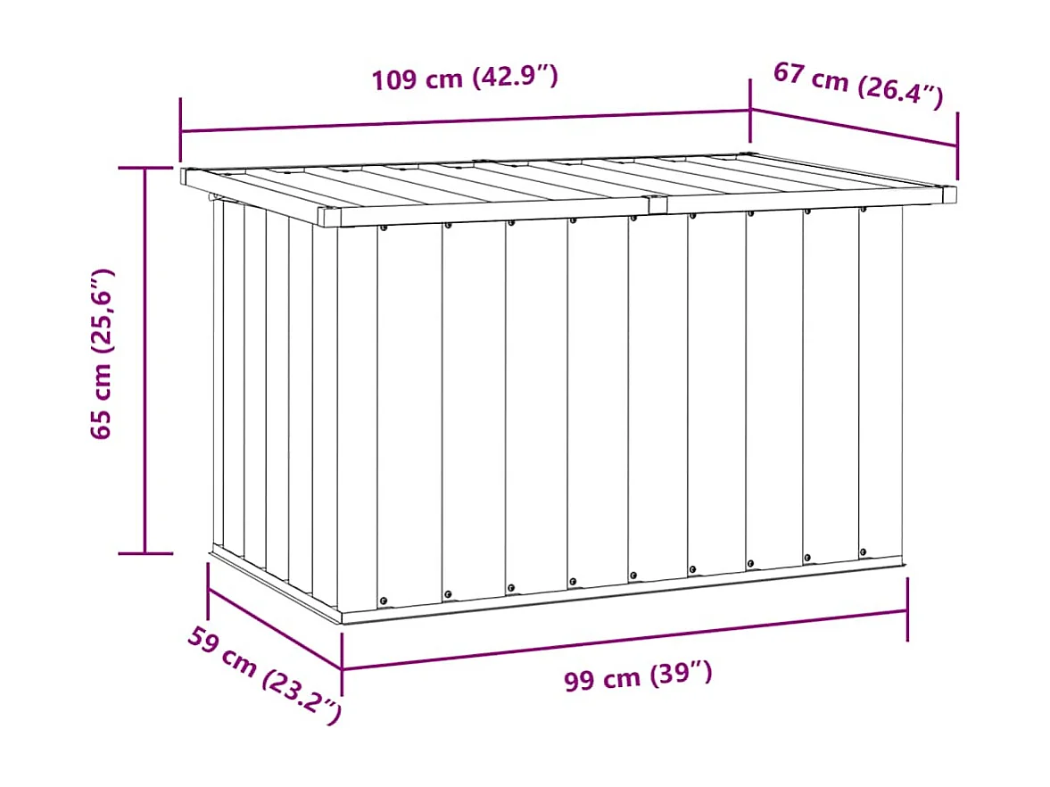Caixa de arrumação para jardim 109x67x65 cm cinzento