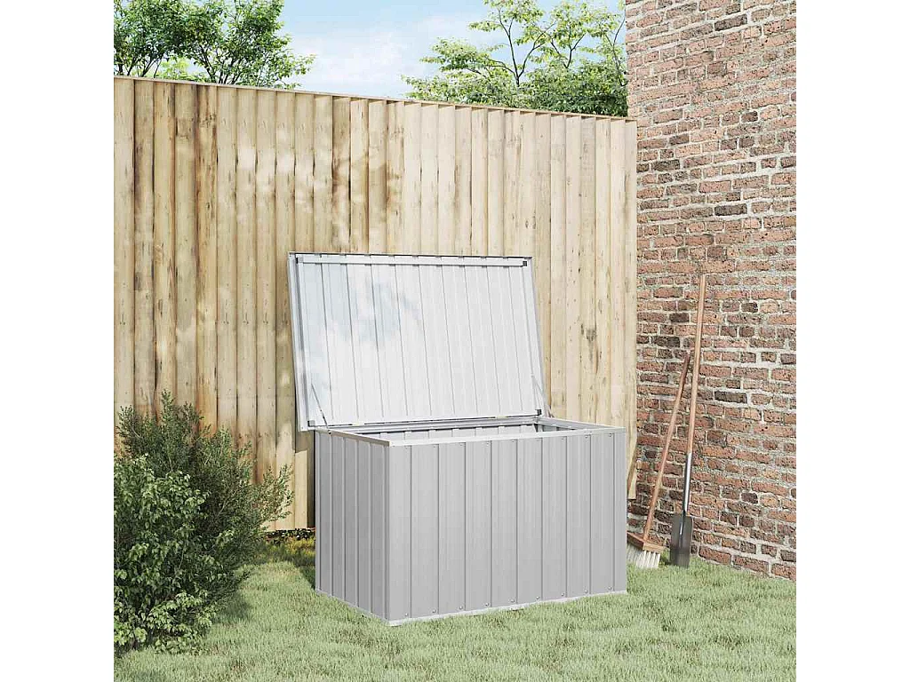 Caixa de arrumação para jardim 109x67x65 cm cinzento