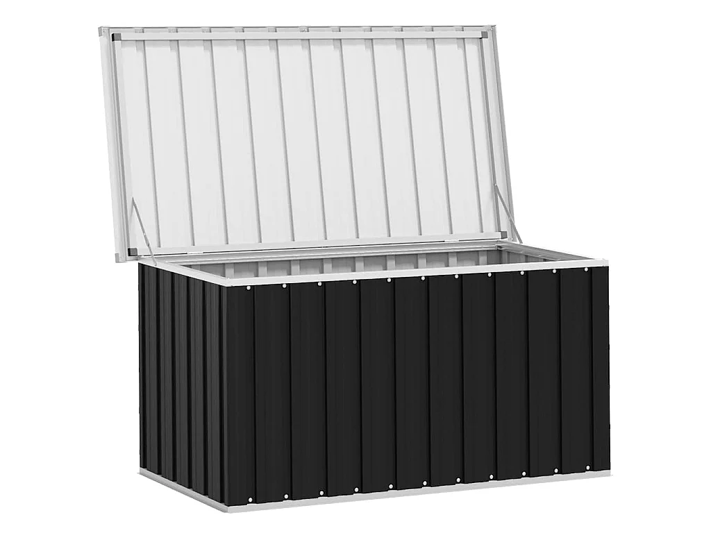Skrzynia ogrodowa antracytowa 129x67x65 cm z wytrzymałej ocynkowanej stali, idealna na poduszki i narzędzia, ponadczasowy design