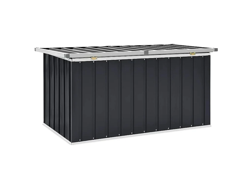 Skrzynia ogrodowa antracytowa 129x67x65 cm z wytrzymałej ocynkowanej stali, idealna na poduszki i narzędzia, ponadczasowy design