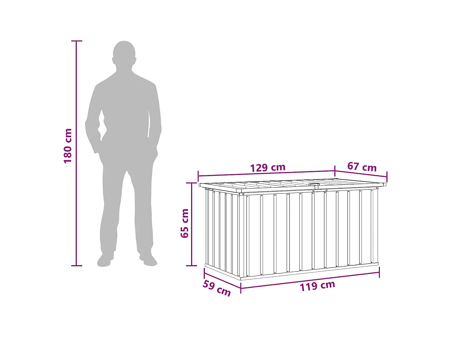 Baule da Giardino Antracite 129x67x65 cm