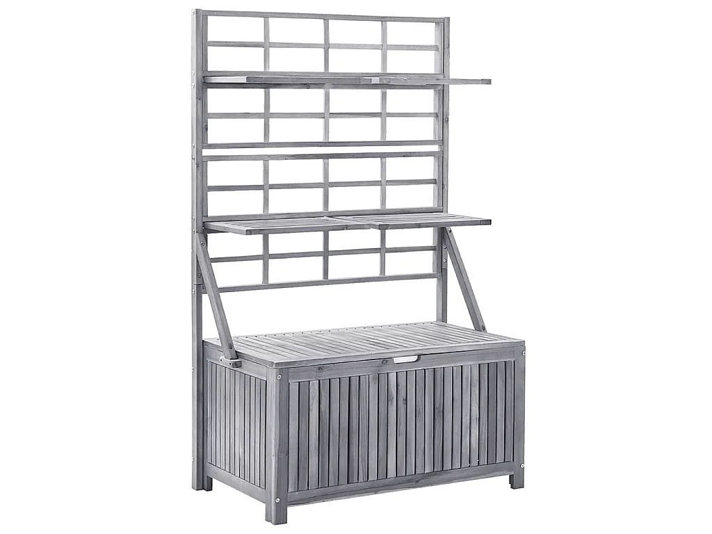 Boîte de rangement avec treillis Gris 99x55x160cm Acacia solide