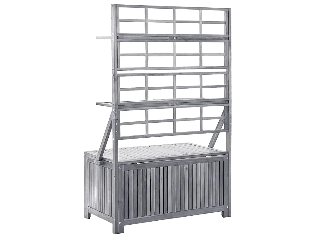 Boîte de rangement avec treillis Gris 99x55x160cm Acacia solide