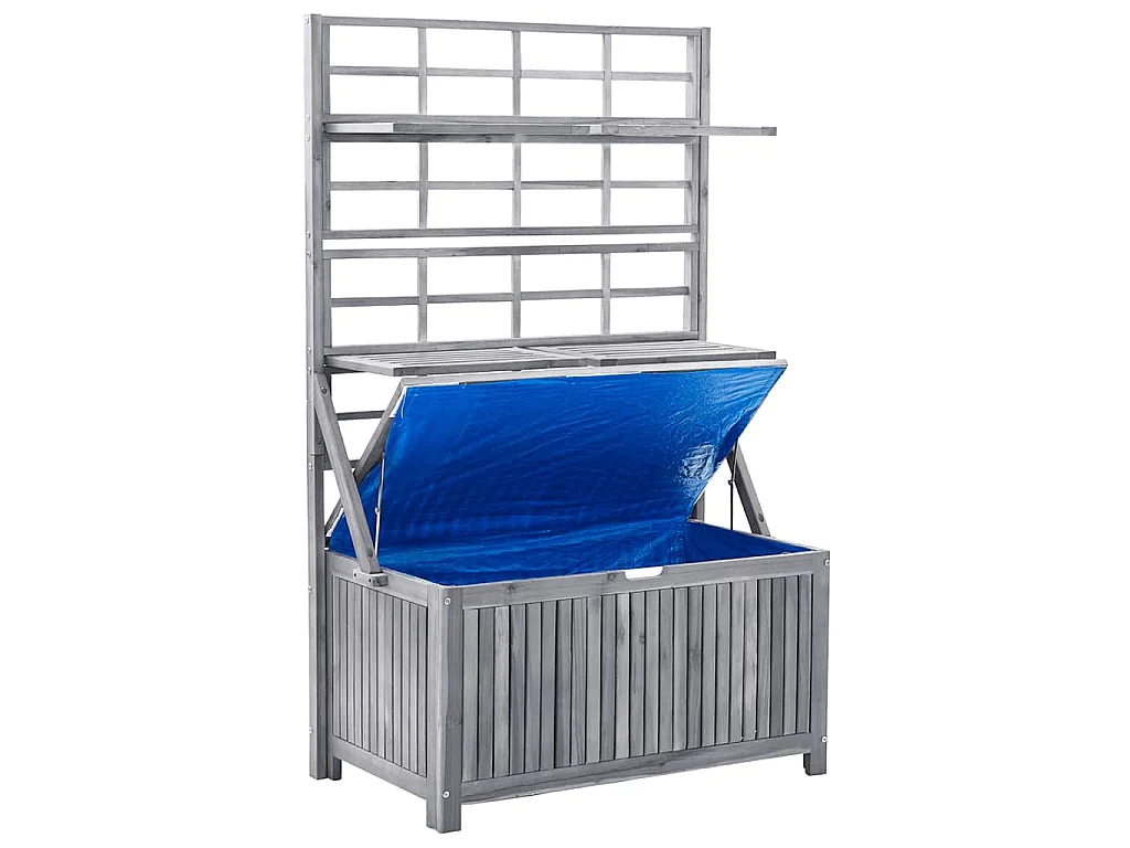 Boîte de rangement avec treillis Gris 99x55x160cm Acacia solide
