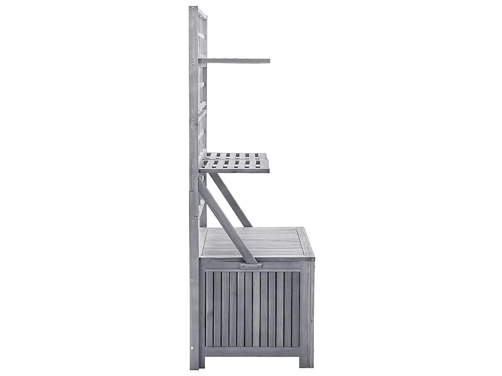 Caixa de arrumação com treliça 99x55x160 cm acácia maciça cinza