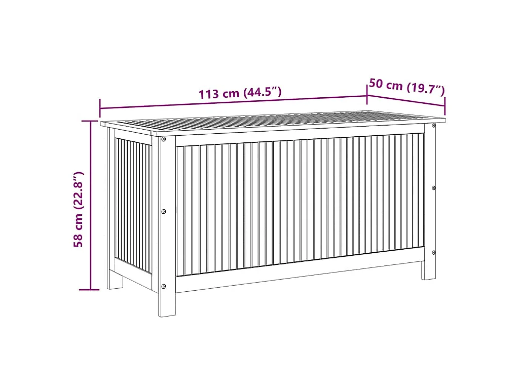 Boîte de rangement de jardin 113x50x58 cm Bois d'acacia solide