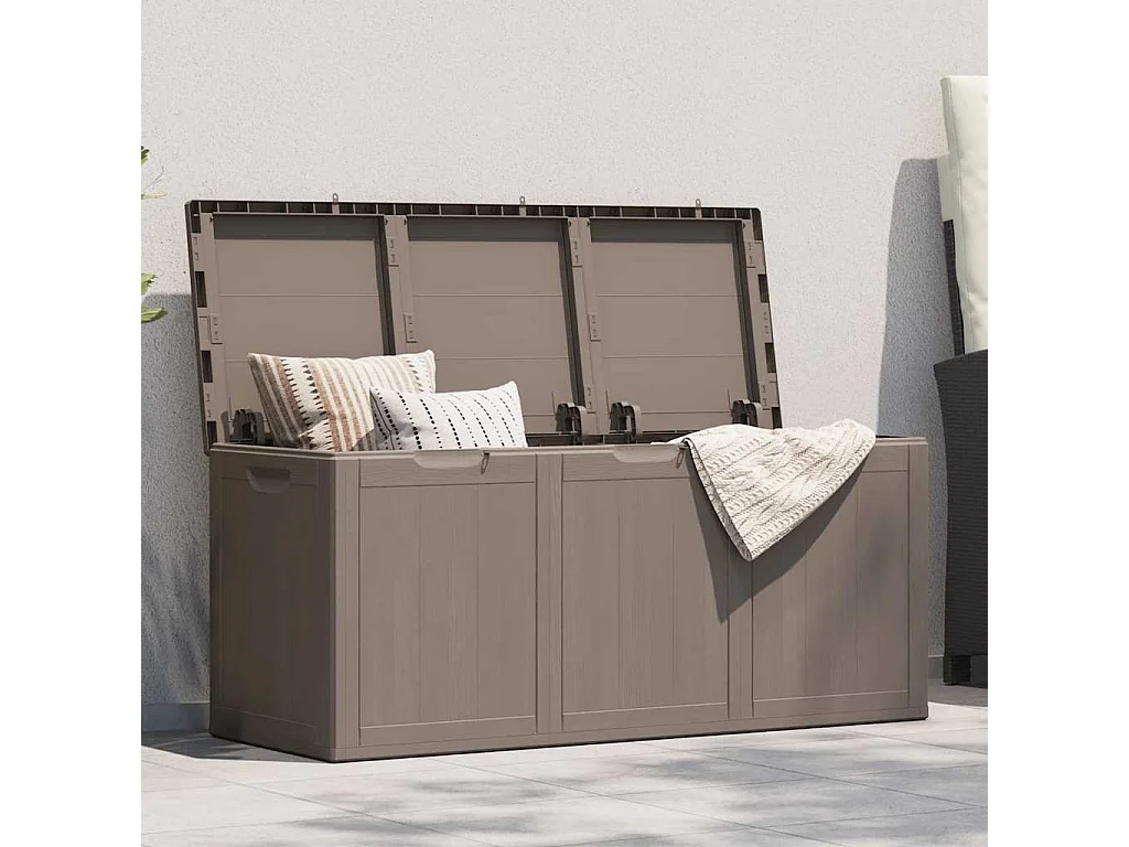 Garten-Aufbewahrungsbox 270 L Braun PP-Holzoptik