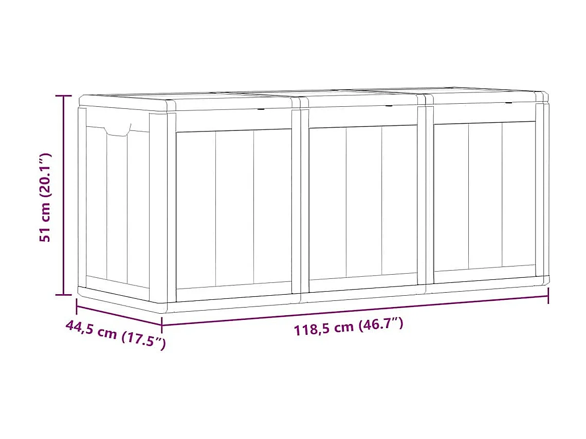 Boîte de rangement de jardin 270 L Marron PP aspect bois