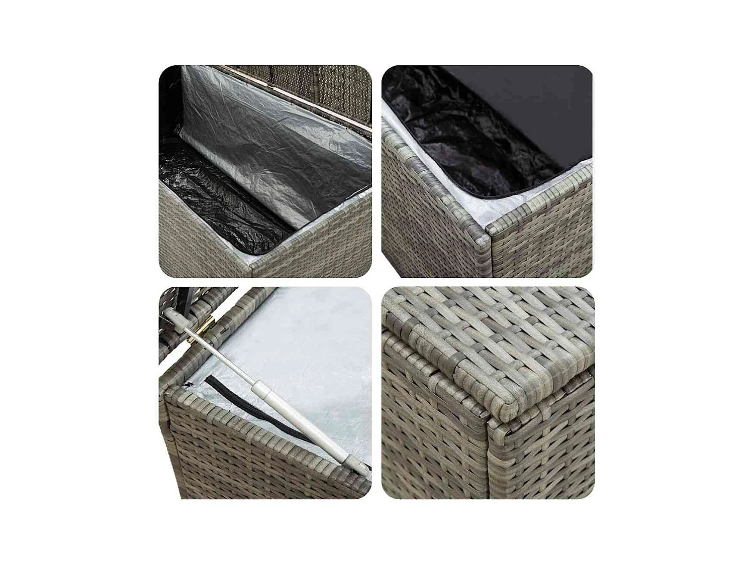 Gartenbox Poly Rattan 200x50x60 cm Grau