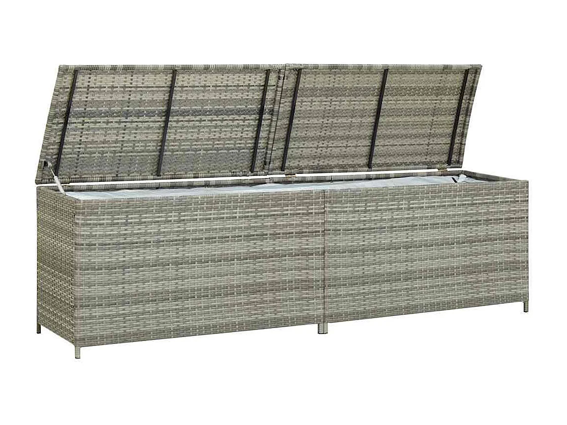 Boîte de rangement de jardin résine tressée 200x50x60 cm gris