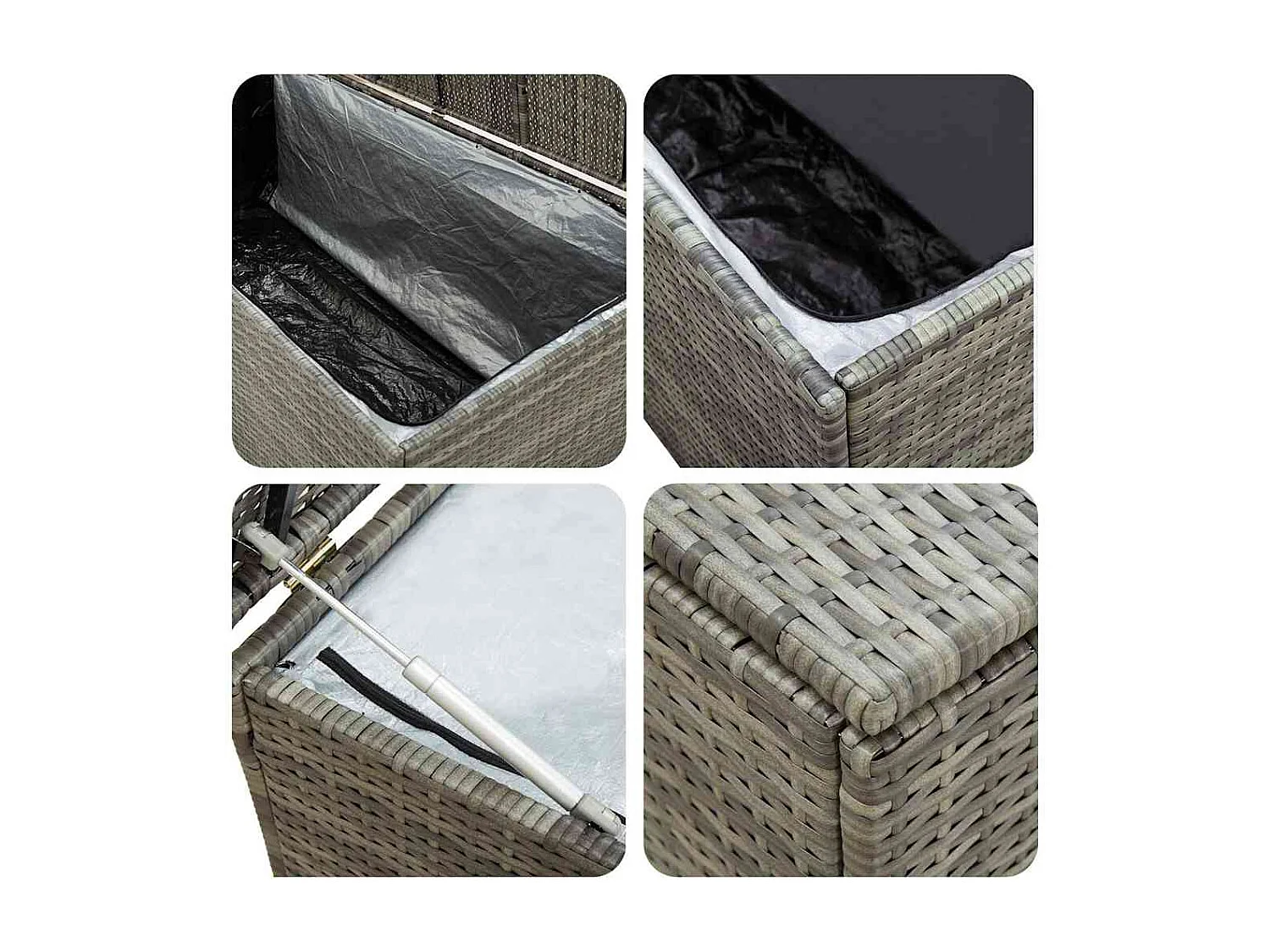 Boîte de rangement de jardin résine tressée 200x50x60 cm gris