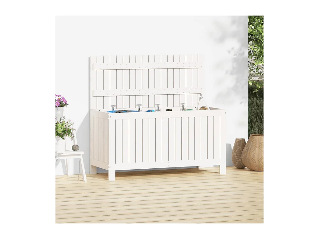 Boîte de rangement de jardin Blanc 115x49x60 cm Bois de pin