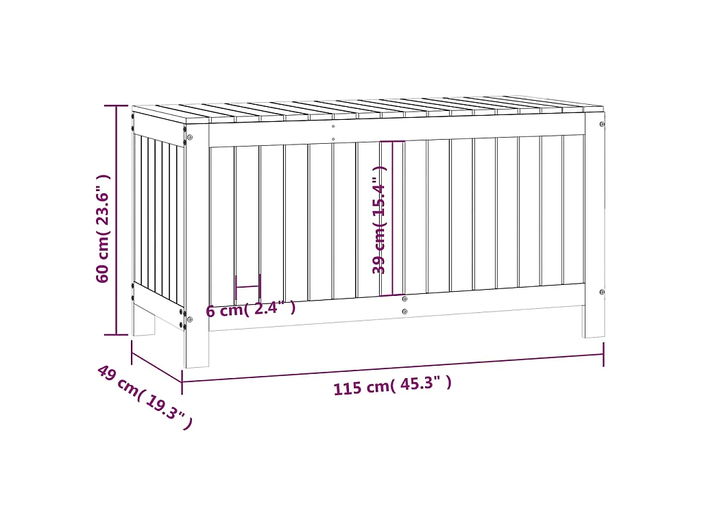 Boîte de rangement de jardin Blanc 115x49x60 cm Bois de pin