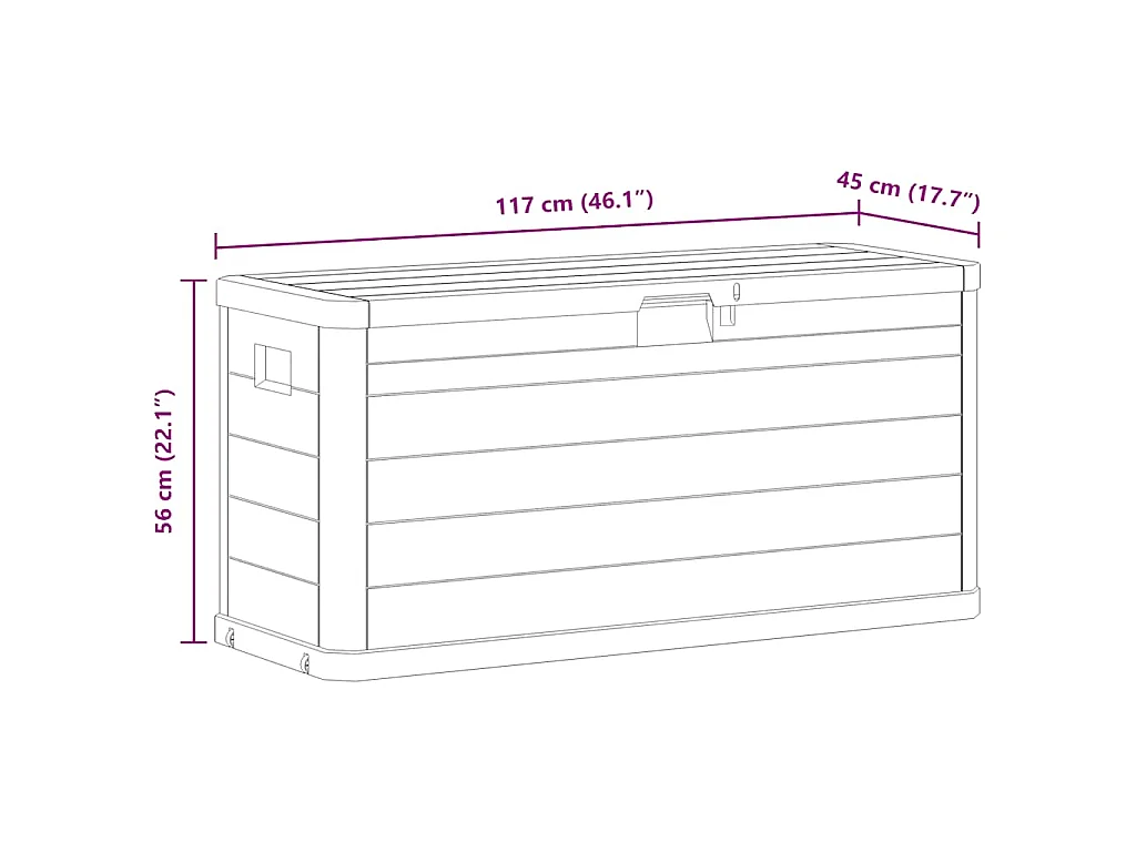 Boîte de rangement de jardin 280 L Gris clair