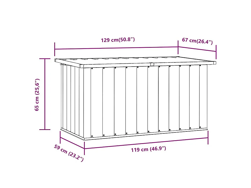 Caixa de armazenamento para jardim verde 129x67x65 cm