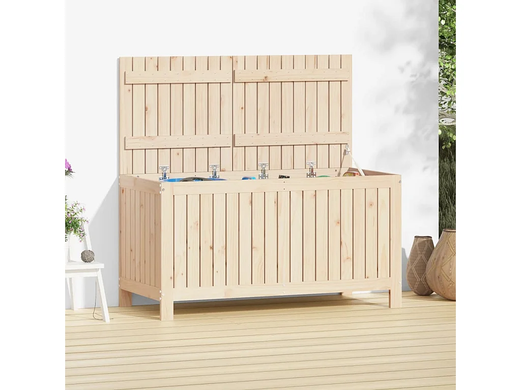 Caja de almacenaje jardín madera maciza de pino 121x55x64 cm
